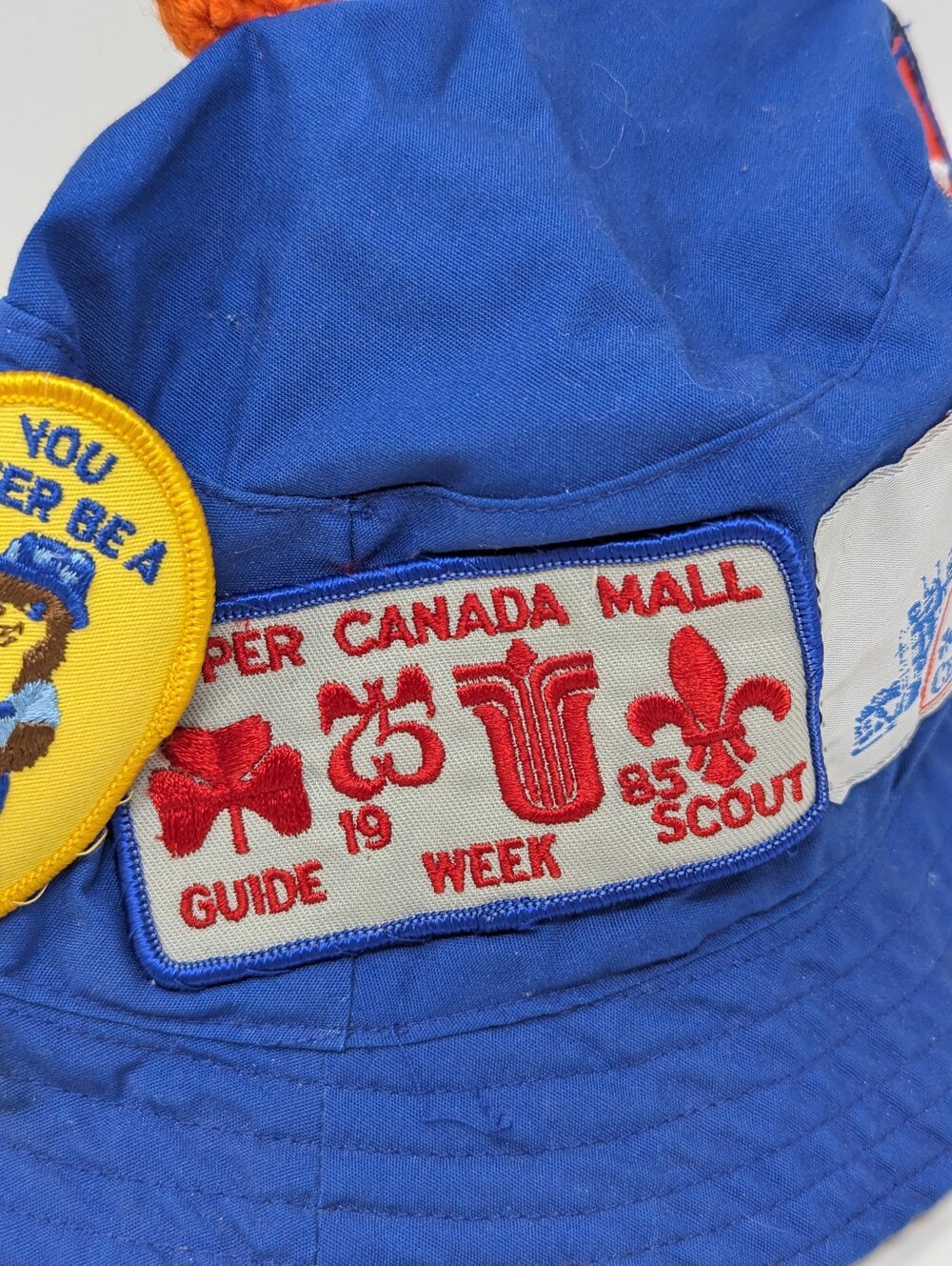 Girl Guides Bucket Hat Blue with Patches Vintage 1980s Queensville Ontario - Picture 7 of 10